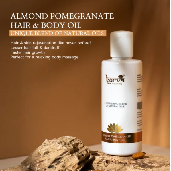 Barva - Almond Pomegranate Hair & Body Massage Oil with Vitamin E | for dry skin & hair growth