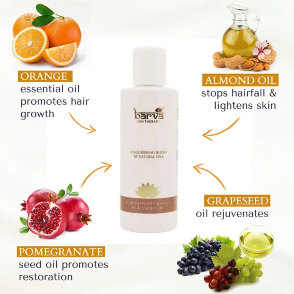 Barva - Almond Pomegranate Hair & Body Massage Oil with Vitamin E | for dry skin & hair growth - Image 4